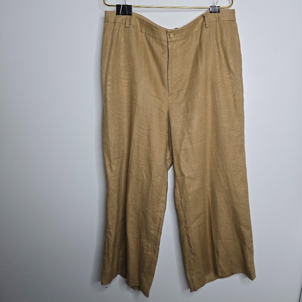 Ralph Lauren Pants Womens 16 100% Linen Wide Leg Trouser Pants Career Classic